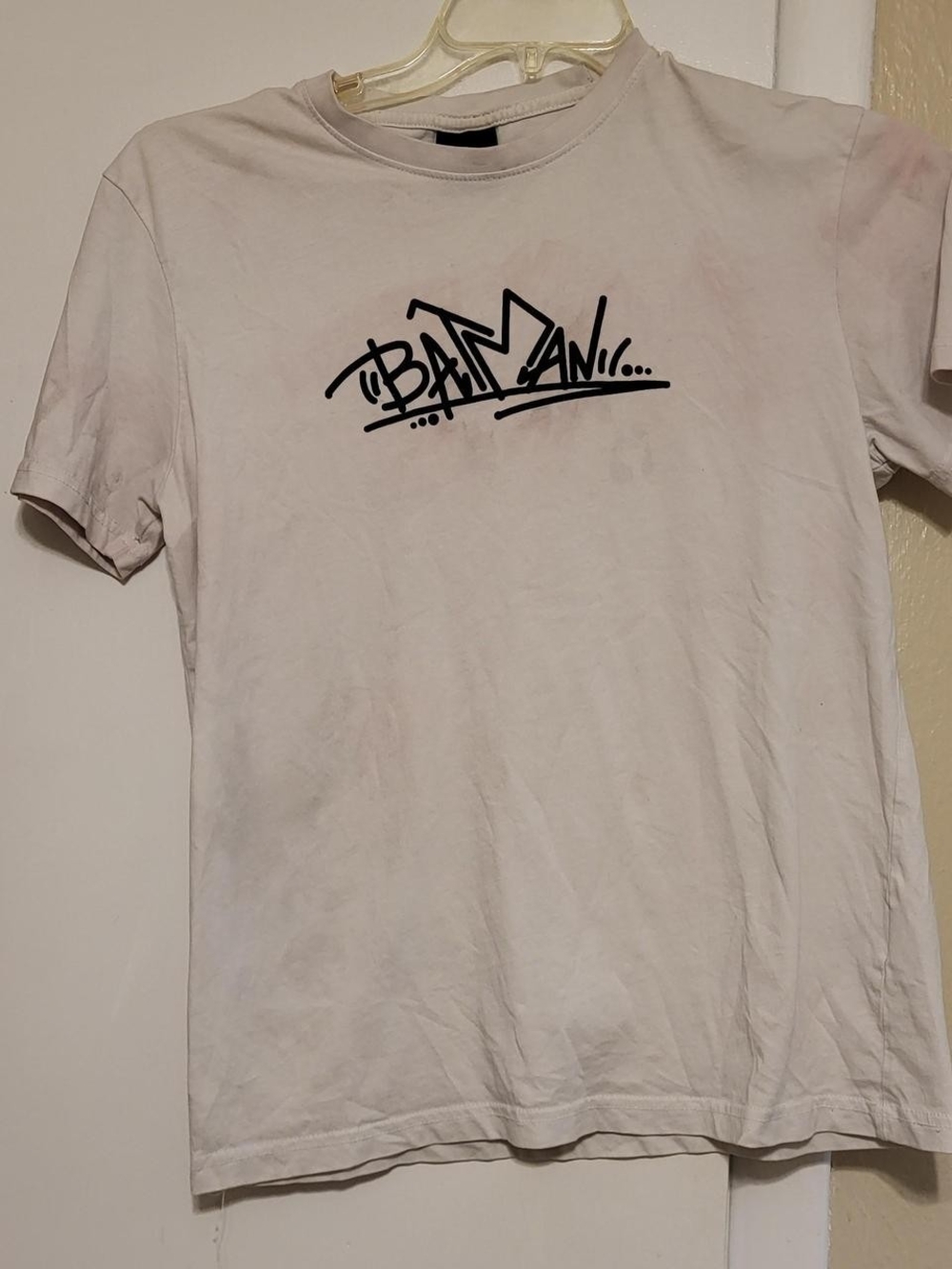 White Graphic Tee with Black Script Logo